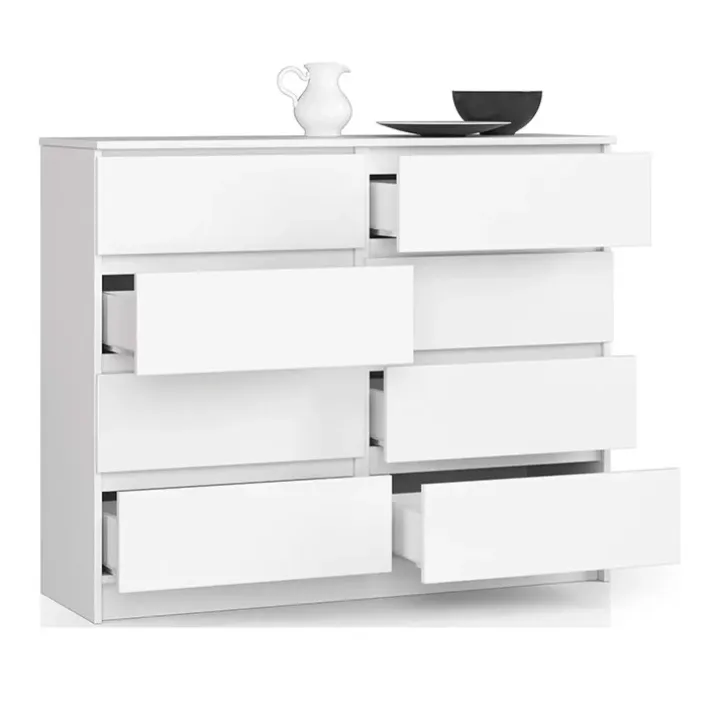 Cassettiera 120x100h cm moderna 8 cassetti bianco Living