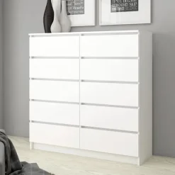 Cassettiera 120x120h cm moderna 10 cassetti bianco Living