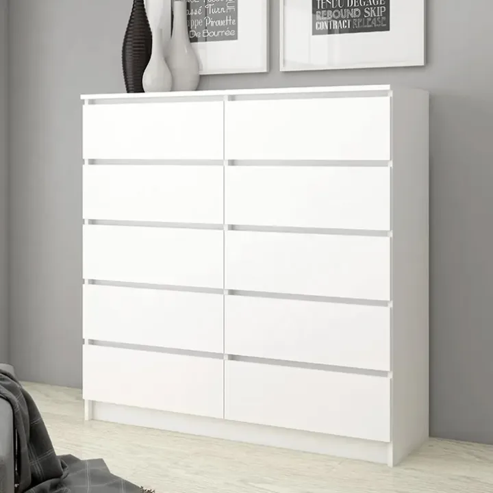 Cassettiera 120x120h cm moderna 10 cassetti bianco Living