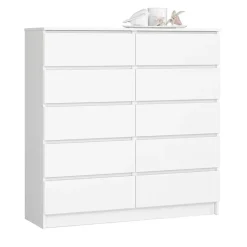 Cassettiera 120x120h cm moderna 10 cassetti bianco Living