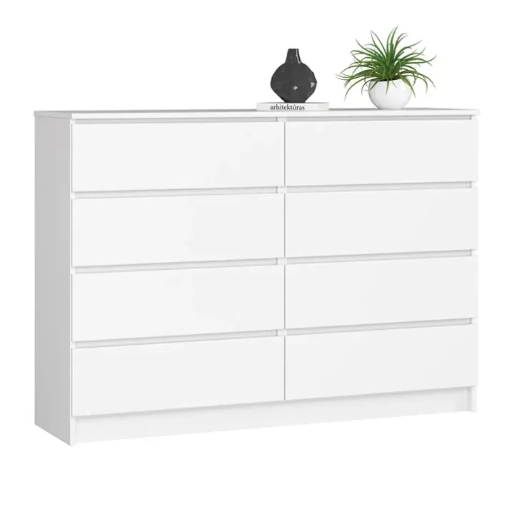 Cassettiera 140x100h cm moderna 8 cassetti bianco Living