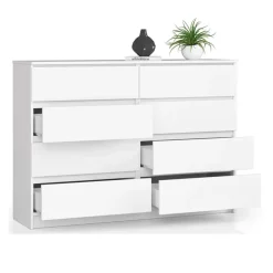 Cassettiera 140x100h cm moderna 8 cassetti bianco Living
