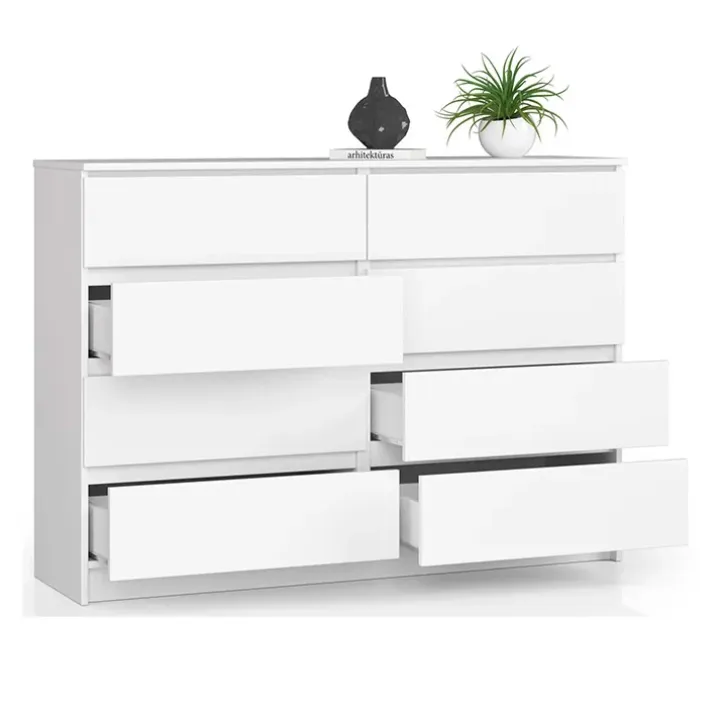 Cassettiera 140x100h cm moderna 8 cassetti bianco Living