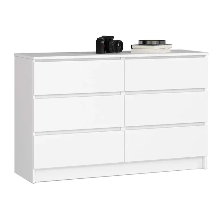 Cassettiera 120x77h cm moderna 6 cassetti bianco Living
