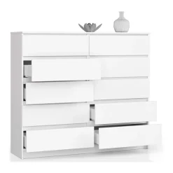 Cassettiera 140x120h cm moderna 10 cassetti bianco Living