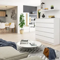 Cassettiera 140x120h cm moderna 10 cassetti bianco Living