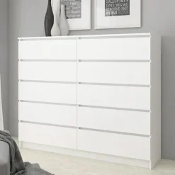 Cassettiera 140x120h cm moderna 10 cassetti bianco Living