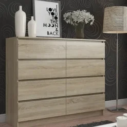 Cassettiera 140x100h cm moderna 8 cassetti rovere Living