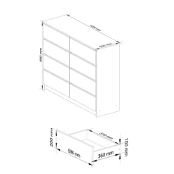Cassettiera 120x100h cm moderna 8 cassetti rovere Living