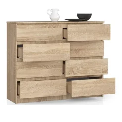 Cassettiera 120x100h cm moderna 8 cassetti rovere Living