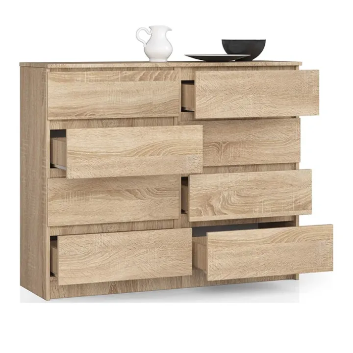 Cassettiera 120x100h cm moderna 8 cassetti rovere Living