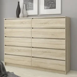 Cassettiera 160x120h cm moderna 10 cassetti rovere Living