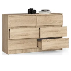 Cassettiera 120x77h cm moderna 6 cassetti rovere Living