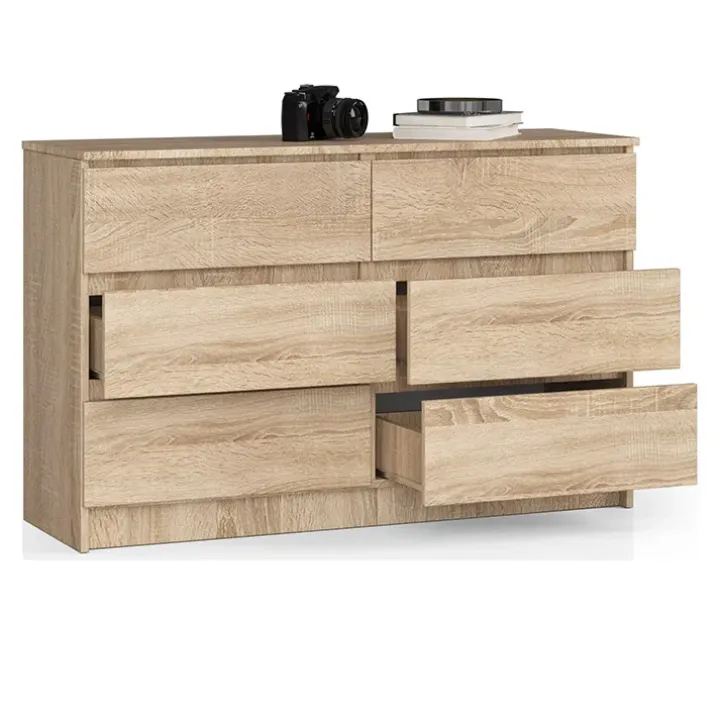 Cassettiera 120x77h cm moderna 6 cassetti rovere Living