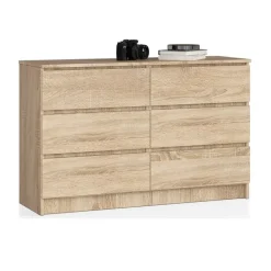Cassettiera 120x77h cm moderna 6 cassetti rovere Living
