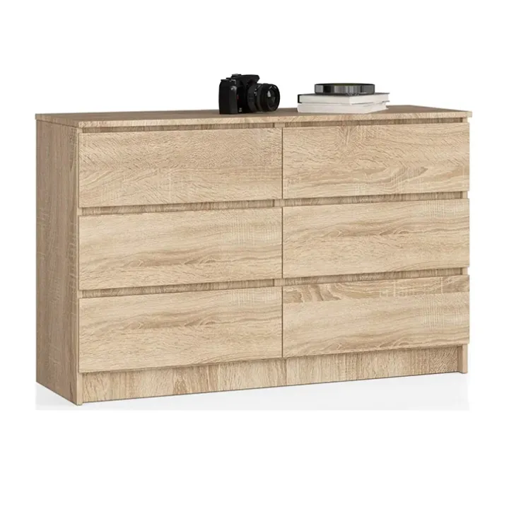 Cassettiera 120x77h cm moderna 6 cassetti rovere Living