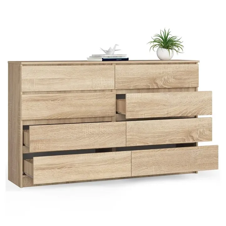 Cassettiera 160x100h cm moderna 8 cassetti rovere Living