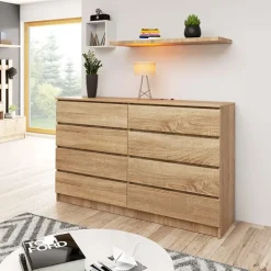 Cassettiera 160x100h cm moderna 8 cassetti rovere Living