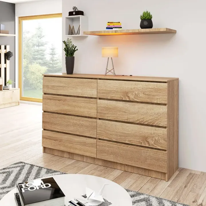 Cassettiera 160x100h cm moderna 8 cassetti rovere Living
