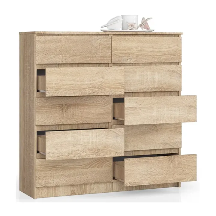 Cassettiera 120x120h cm moderna 10 cassetti rovere Living