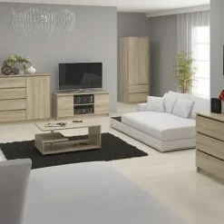 Cassettiera 120x120h cm moderna 10 cassetti rovere Living
