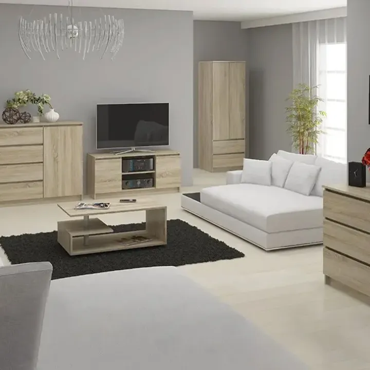 Cassettiera 120x120h cm moderna 10 cassetti rovere Living