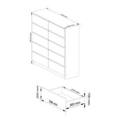 Cassettiera 120x120h cm moderna 10 cassetti rovere Living