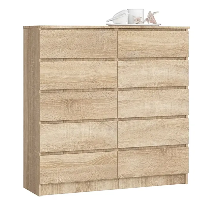 Cassettiera 120x120h cm moderna 10 cassetti rovere Living
