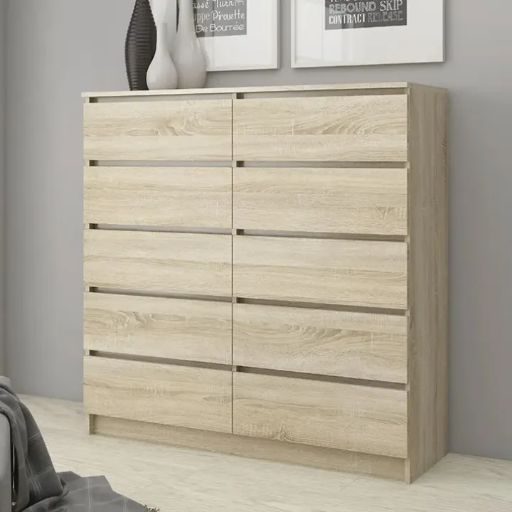 Cassettiera 120x120h cm moderna 10 cassetti rovere Living