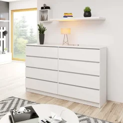 Cassettiera 160x100h cm moderna 8 cassetti bianco Living