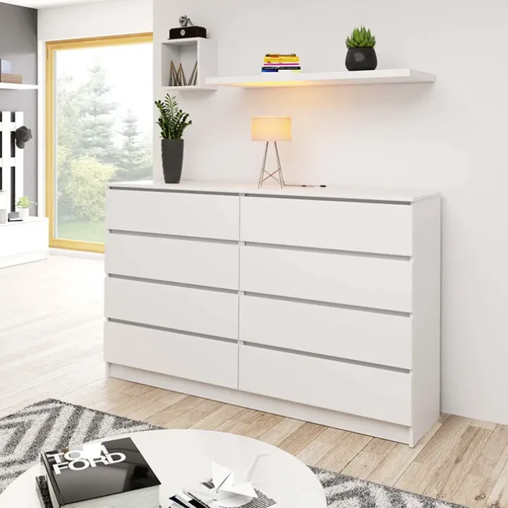 Cassettiera 160x100h cm moderna 8 cassetti bianco Living