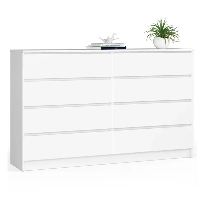 Cassettiera 160x100h cm moderna 8 cassetti bianco Living