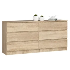 Cassettiera 160x77h cm moderna 6 cassetti rovere Living
