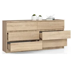 Cassettiera 160x77h cm moderna 6 cassetti rovere Living