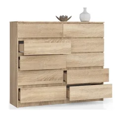 Cassettiera 140x120h cm moderna 10 cassetti rovere Living