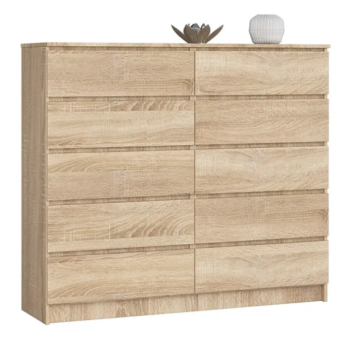 Cassettiera 140x120h cm moderna 10 cassetti rovere Living