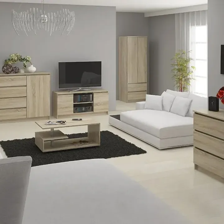 Cassettiera 140x120h cm moderna 10 cassetti rovere Living
