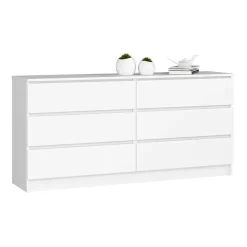 Cassettiera 160x77h cm moderna 6 cassetti bianco Living