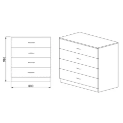 Cassettiera 80x91h cm moderna noce Cavour Gihome®