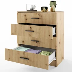 Cassettiera 80x91h cm moderna rovere rustico Cavour Gihome®