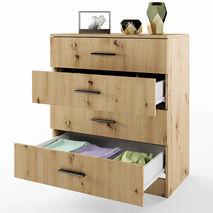 Cassettiera 80x91h cm moderna rovere rustico Cavour Gihome®