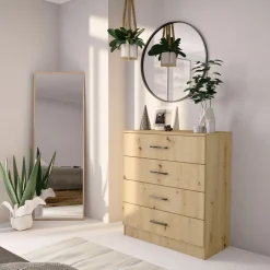 Cassettiera 80x91h cm moderna rovere rustico Cavour Gihome®
