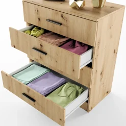 Cassettiera 80x91h cm moderna rovere rustico Cavour Gihome®