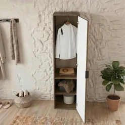 Colonna armadio 55x191h cm multiuso 1 anta tortora noce Raymonda