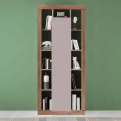 Colonna a terra 95x217h cm multiuso 1 anta beige cashmere rovere scuro Trilogy