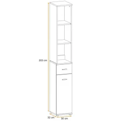 Colonna con libreria 30x203h cm rovere sonoma California Gihome®