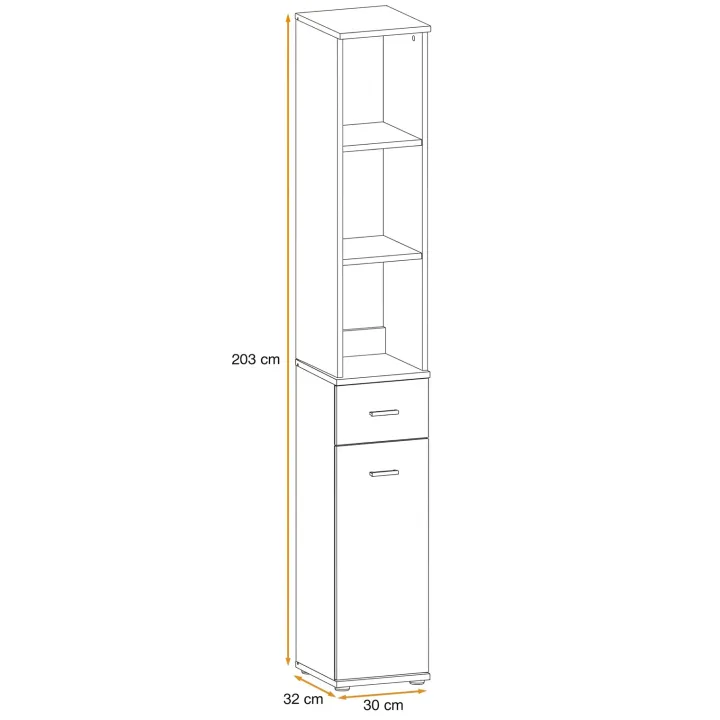 Colonna con libreria 30x203h cm rovere sonoma California Gihome®