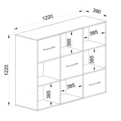 Comò libreria 122x122h cm con cassetti e vani a vista bianco frassinato giallo Bra