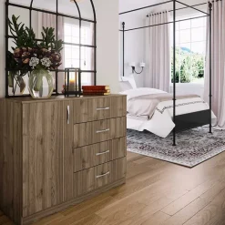 Comò 100x91h cm 1 anta con cassetti noce Piero