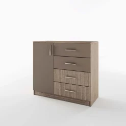 Comò 100x91h cm 1 anta con cassetti rovere scuro marrone Piero
